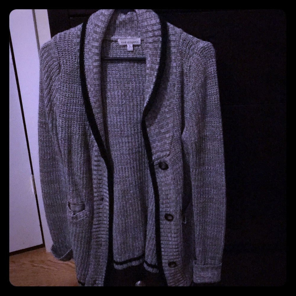 Grey button down cardigan sweater